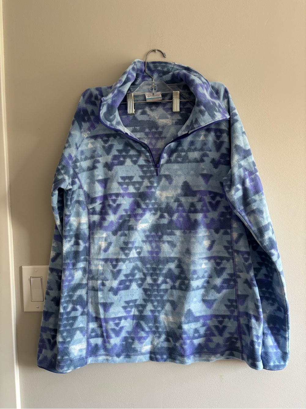 Columbia blue mountain print fleece quarter zip pullover XL